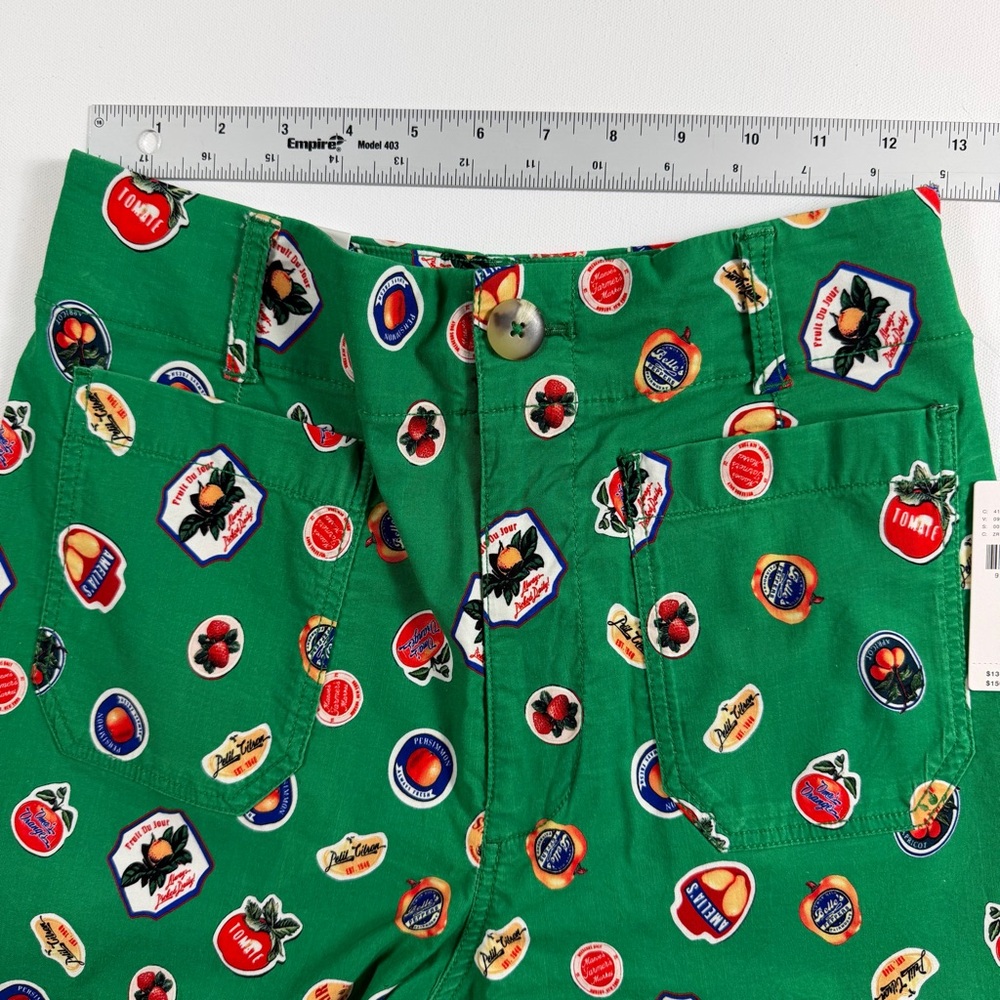 Anthropologie Maeve Colette Fruit Print Cropped Wide Leg Pants Green Size 28 NWT - Picture 10 of 15